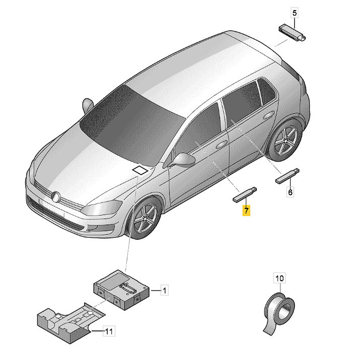 Antena Keyless Kessy VW Golf 2014 2015 2019 Console Central