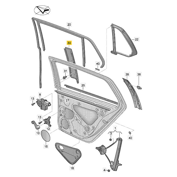 Moldura Coluna Porta VW Golf 2014 2015 2019 Traseiro Esquerdo