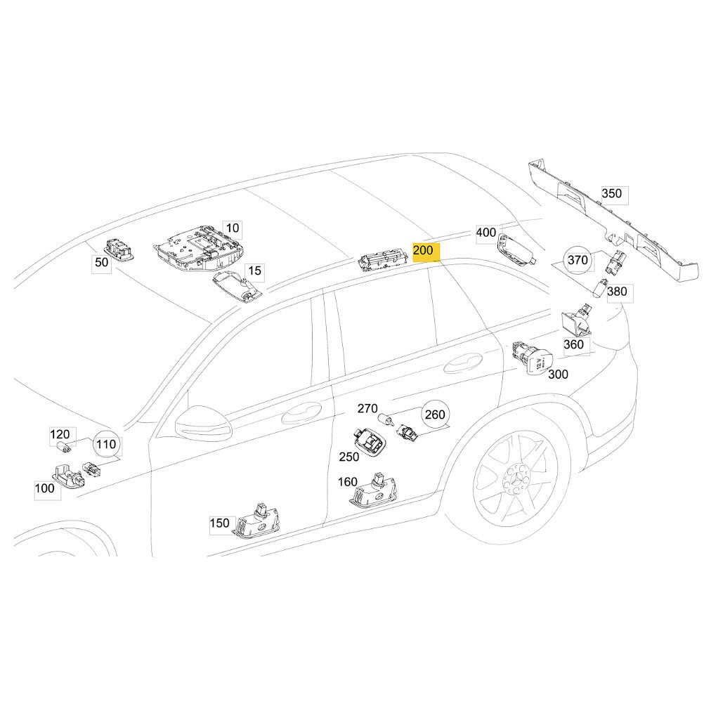 LED Cortesia Alça Teto Mercedes GLC 250 2016 2019 Direita