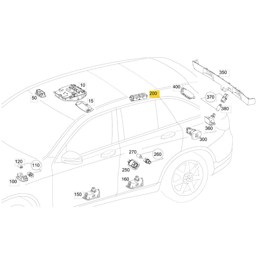 LED Cortesia Alça Teto Mercedes GLC 250 2016 2019 Esquerda