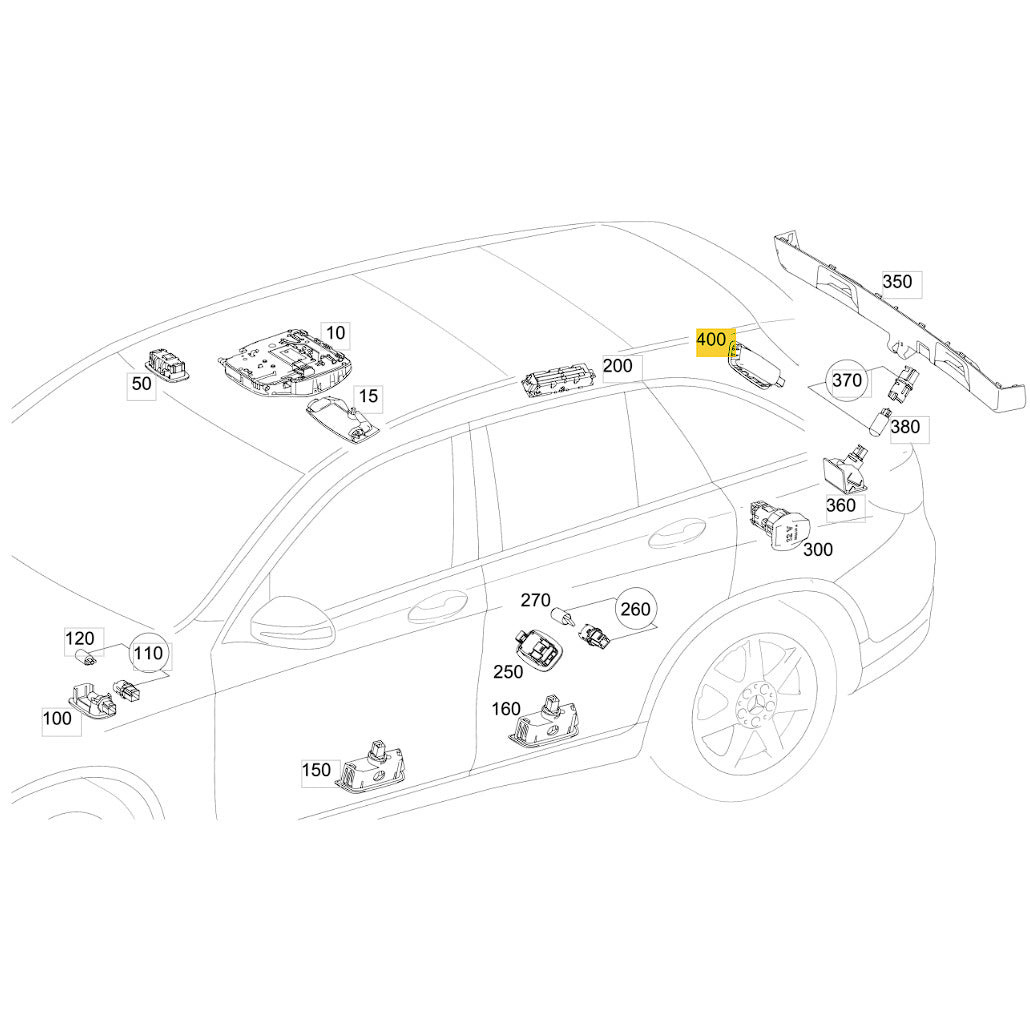 LED Luz Teto Porta Mala Mercedes GLC 250 2016 2019 Esquerda