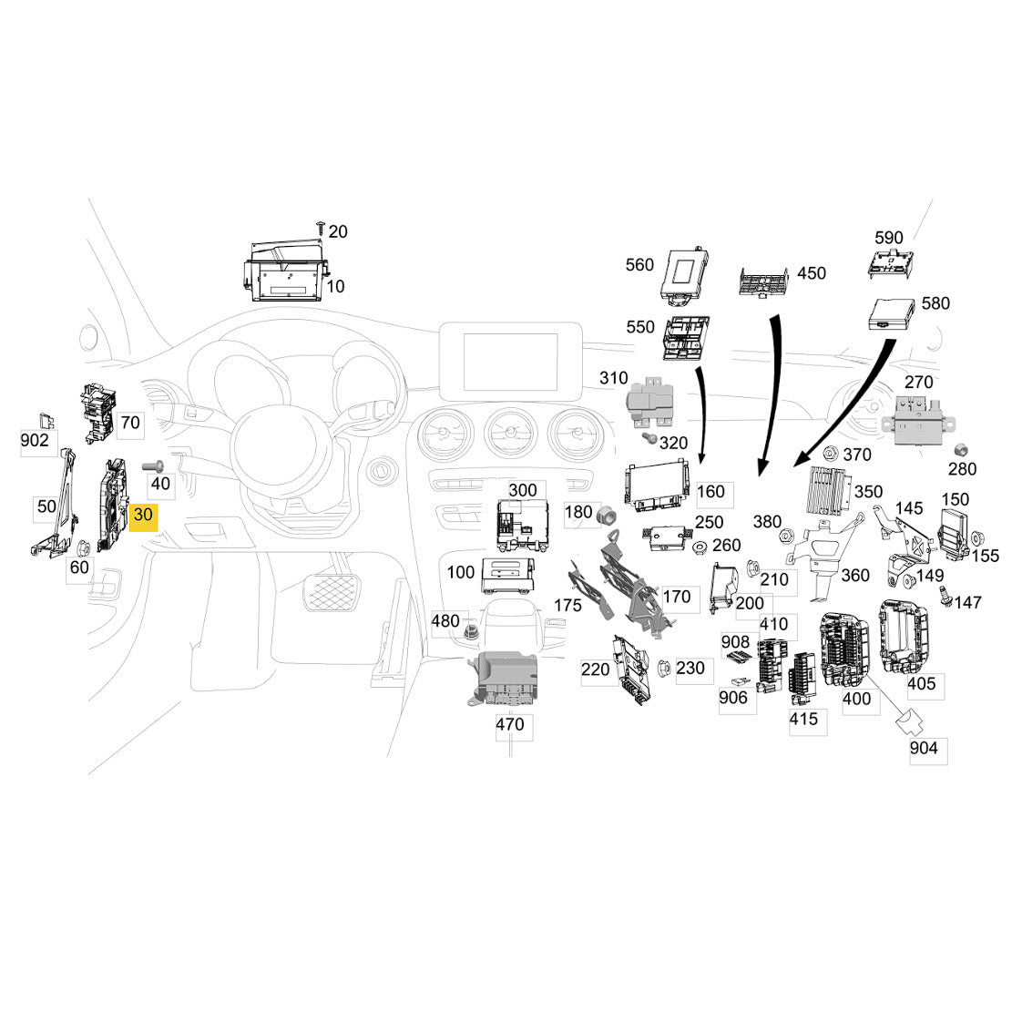 Módulo Central SAM BSI Mercedes GLC 250 2016 2017 2018 2019