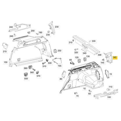 Moldura Coluna Porta Mala Mercedes GLC 250 2016 2019 Esquerdo