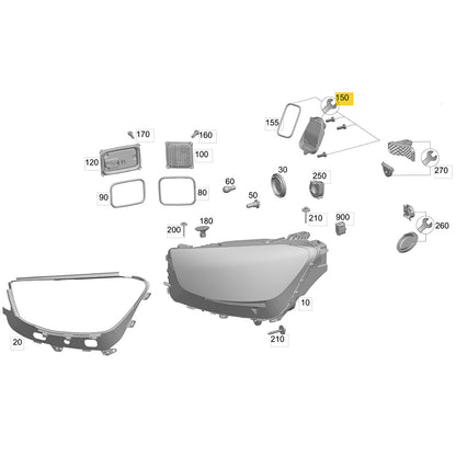 Módulo LED Farol Mercedes GLC 250 2016 2017 2019 Esquerda