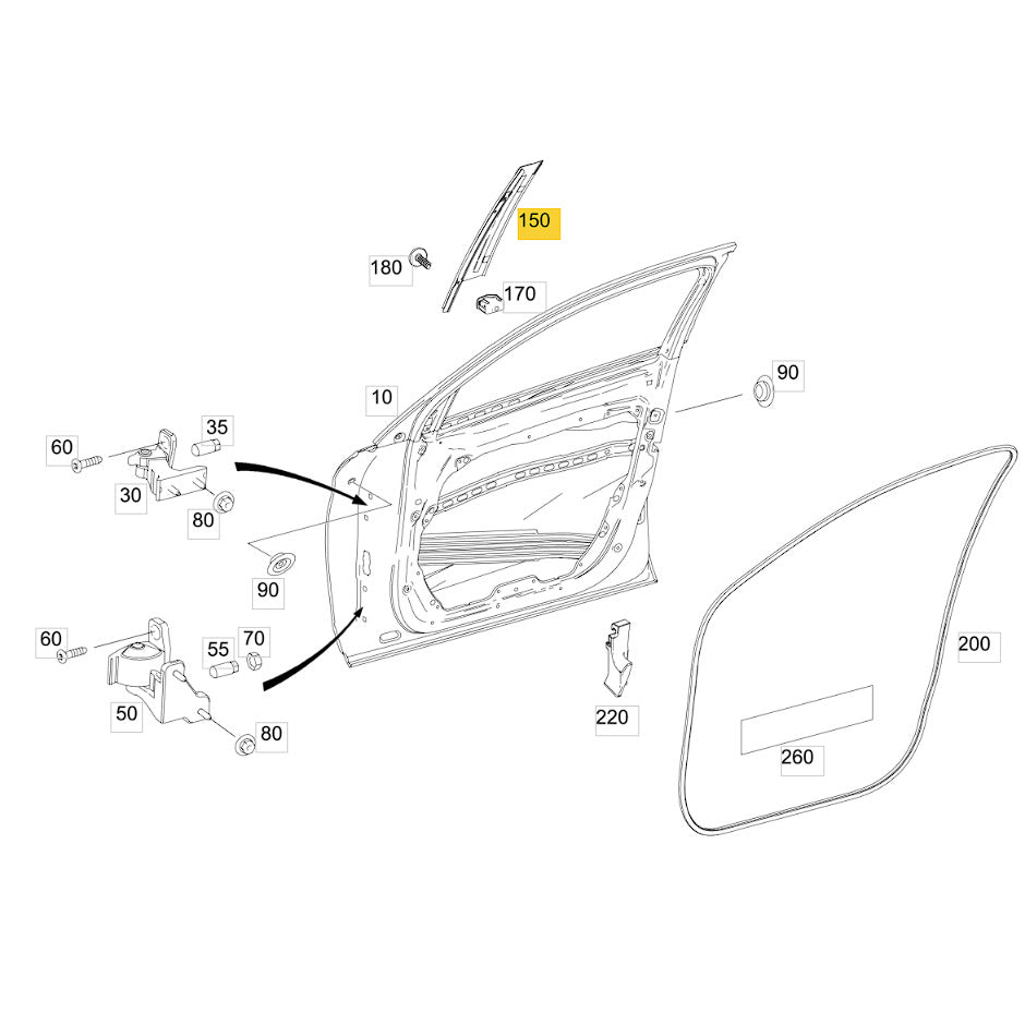 Moldura Coluna Porta Mercedes GLC 250 2016 2019 Dianteiro Direito