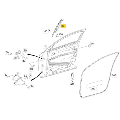 Moldura Coluna Porta Mercedes GLC 250 2016 2019 Dianteiro Direito