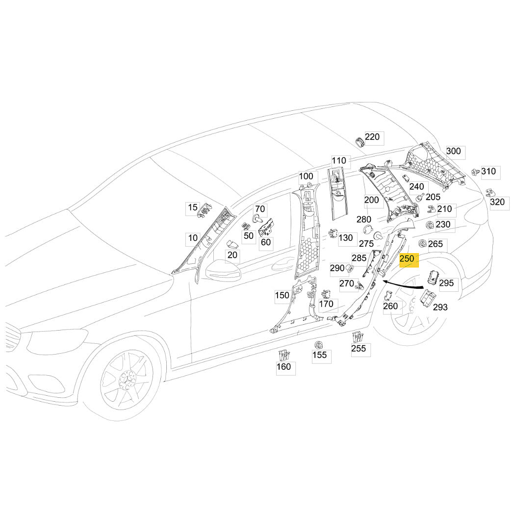 Moldura Acabamento Banco Mercedes GLC 250 2016 2019 Direita