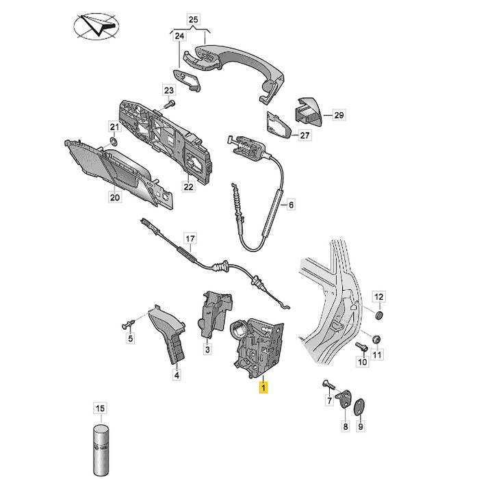 Fechadura Trava VW Golf 2015 2016 2017 2018 Traseiro Direito