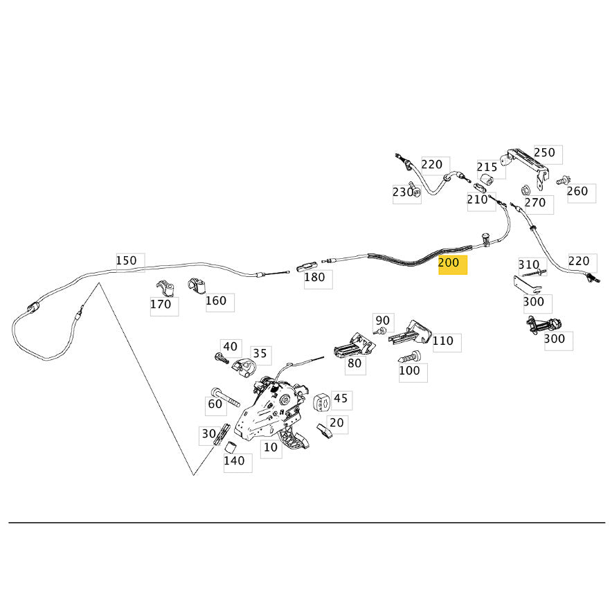 Cabo Freio de Mão Mercedes C180 C200 2012 2013 2014 Traseiro