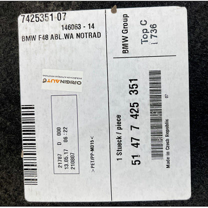 Suporte Estepe Porta Mala BMW X1 2016 2017 2018 2019 Carpete