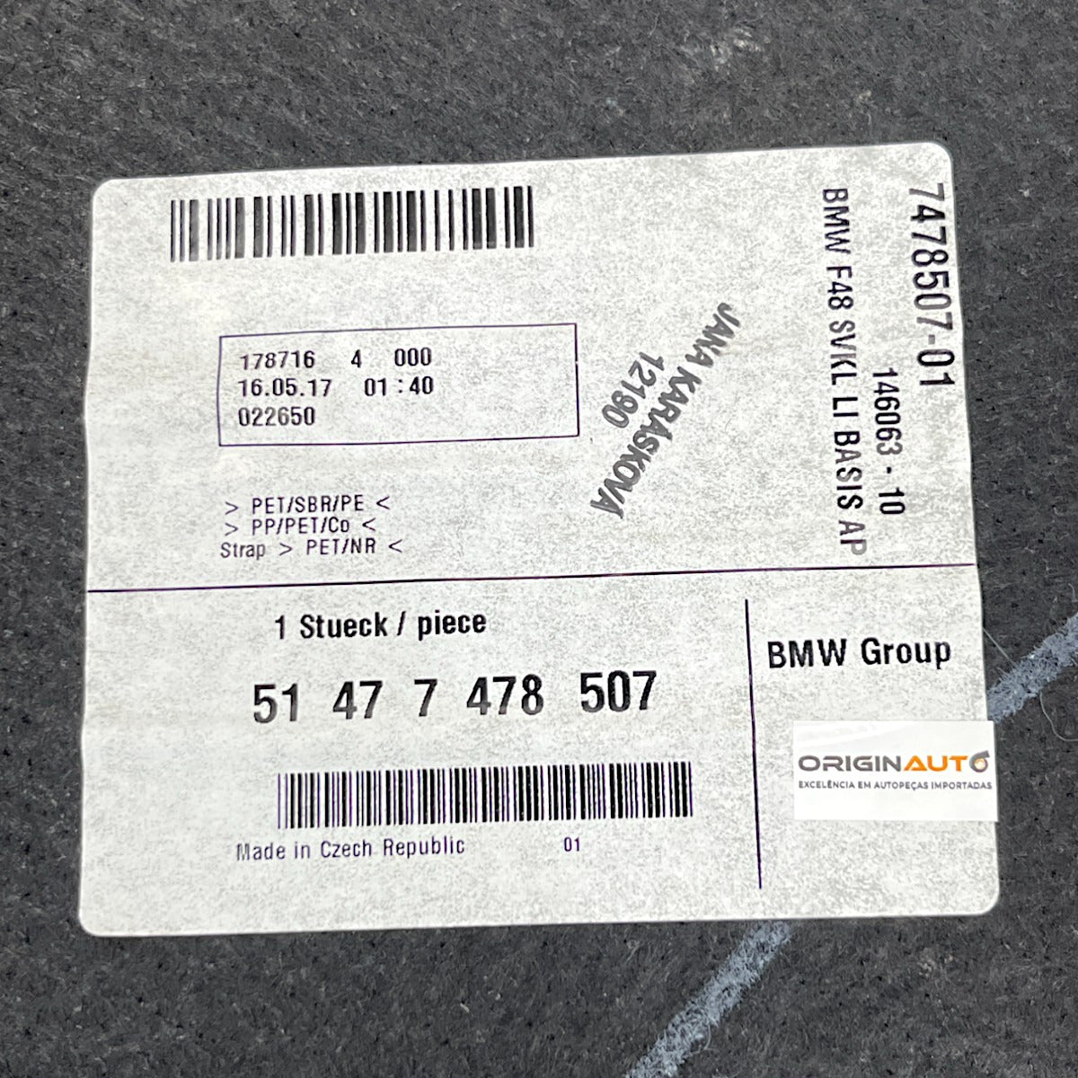 Forro Porta Mala BMW X1 2017 2018 2019 Esquerdo 747850701