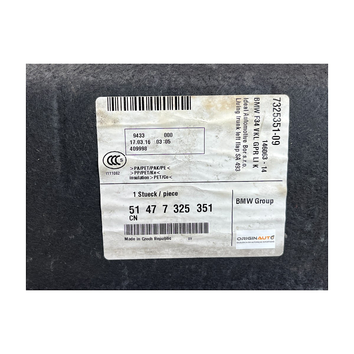 Forro Porta Mala BMW 320i GT 2015 2016 2017 Esquerdo 7325351