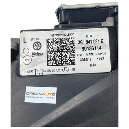 Farol VW Passat Highline B8 2018 2019 Esquerdo Completo