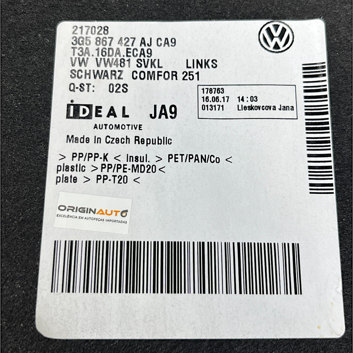 Forro Porta Mala VW Passat Highline B8 2018 2019 Esquerdo