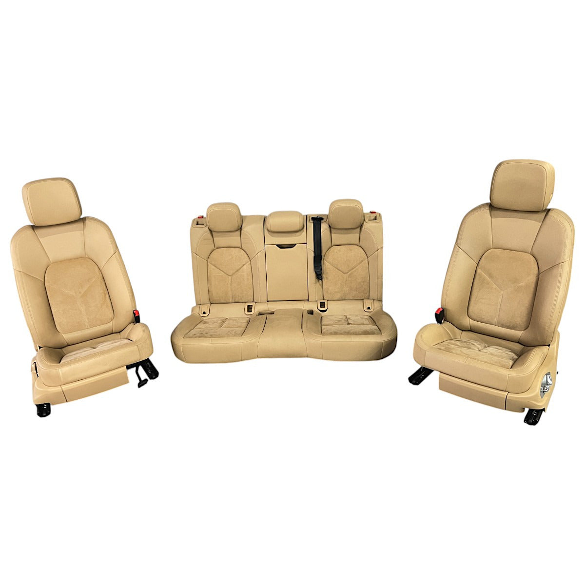 Jogo Bancos Porsche Macan 2016 2017 2018 Couro Camurça Bege