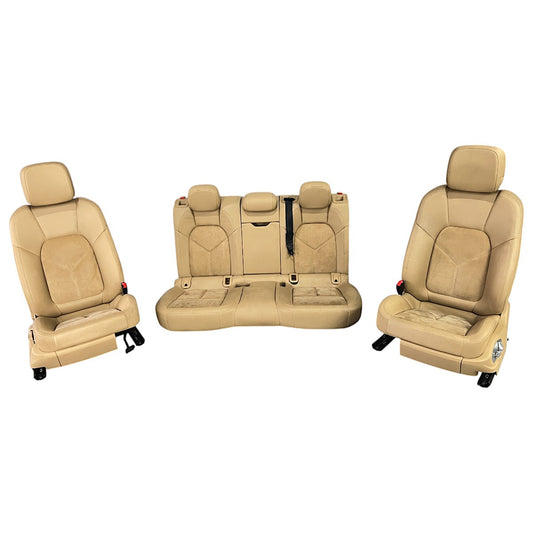 Jogo Bancos Porsche Macan 2016 2017 2018 Couro Camurça Bege
