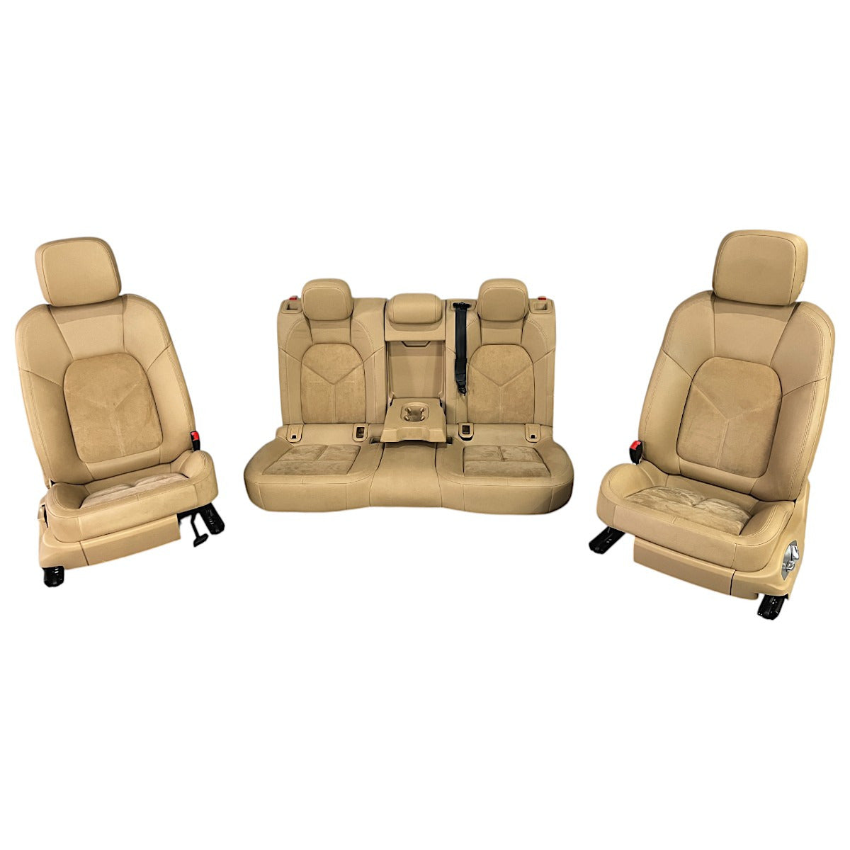 Jogo Bancos Porsche Macan 2016 2017 2018 Couro Camurça Bege