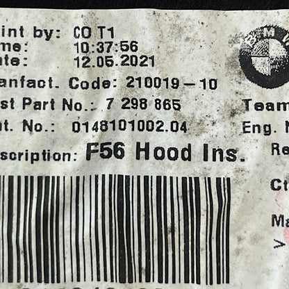 Forro Isolamento Capô Mini Cooper S 2020 2021 2022 2023