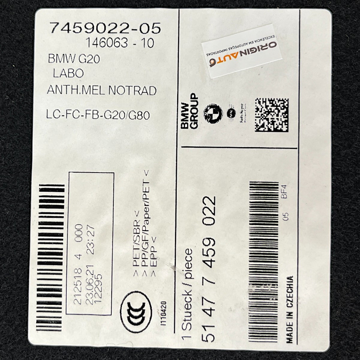 Tampão Assoalho Porta Mala BMW 320i M G20 2020 2021 2022